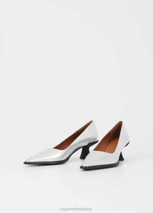 chaussure cuir métallisé argent femmes 4N8J113 Vagabond pompes de labour - Vagabond chaussures