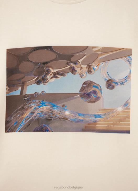 vêtements textile blanc cassé femmes 4N8J258 Vagabond tee shirt boxy x micky ho - Vagabond sandales femme