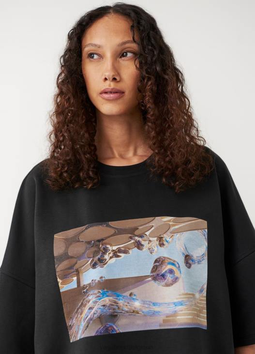 vêtements textile noir femmes 4N8J259 Vagabond tee shirt boxy x micky ho - Vagabond boutique Belgique