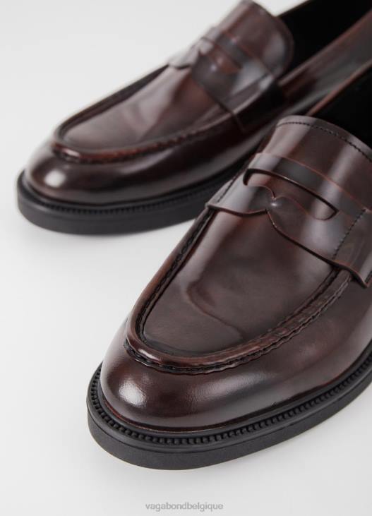 chaussure cuir poli rouge foncé Hommes 4N8J283 Vagabond alex m mocassins - Vagabond boutique Belgique